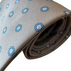 Floral Patterned Gray and Blue Men's Tie